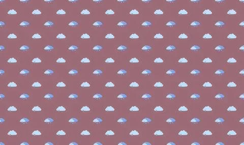 Pattern of white clouds on purple sky background Stock Illustration