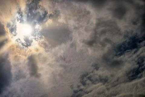 Pattern of white Clouds with SunRays Fotos de archivo