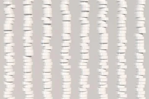 Pattern of white cylinder tablets on white background Stock Illustration