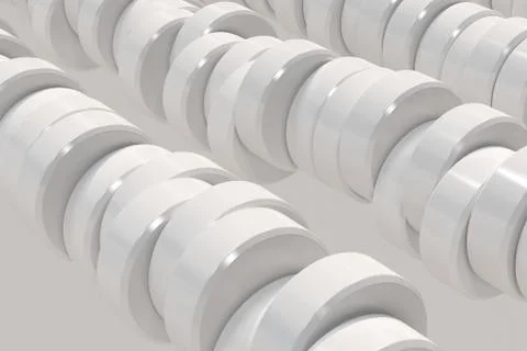 Pattern of white cylinder tablets on white background Stock Illustration