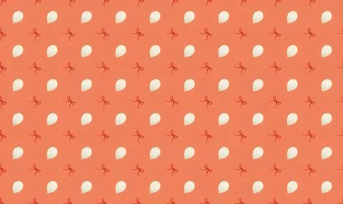 Pattern of white dots and red bows on orange background Stock Illustration