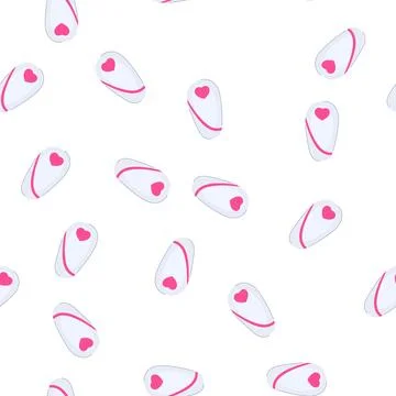 Pattern white false nail with pink heart stripe design Illustrazione stock