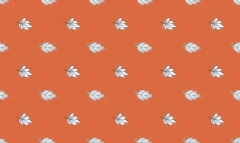 Pattern of white flowers on orange background Stock Illustration