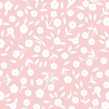 The pattern of white flowers on a soft pink background is not bright. Stock Illustration