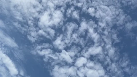 Pattern of white fluffy altocumulus clouds across a bright blue sky. Stock Footage 343341660
