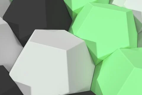 Pattern of white, green and black hexagonal elements Stock Illustration