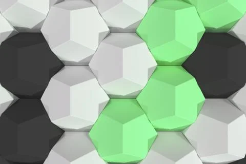 Pattern of white, green and black hexagonal elements 스톡 일러스트