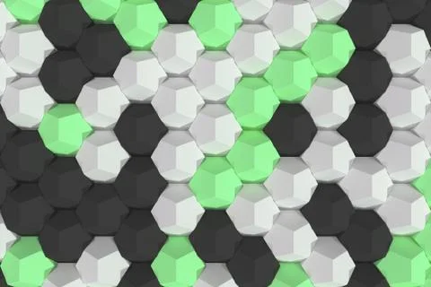 Pattern of white, green and black hexagonal elements Stock Illustration