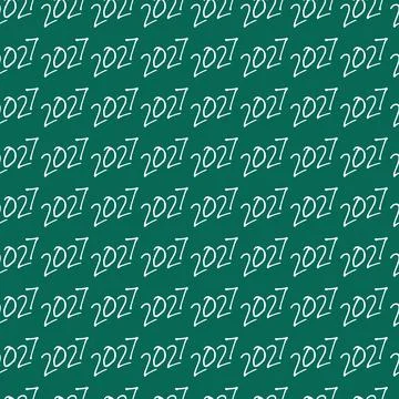 Pattern of white hand drawn 2027 numbers in neat handwritten rows on teal for Stock Illustration