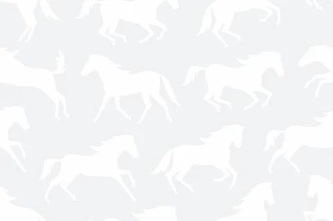 Pattern with white horses silhouettes Stock Illustration