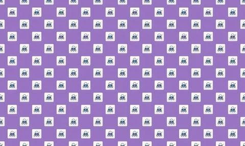Pattern of white icons on purple background Stock Illustration