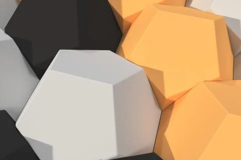 Pattern of white, orange and black hexagonal elements 스톡 일러스트