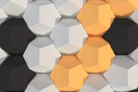 Pattern of white, orange and black hexagonal elements 库存插图