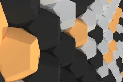 Pattern of white, orange and black hexagonal elements 스톡 일러스트
