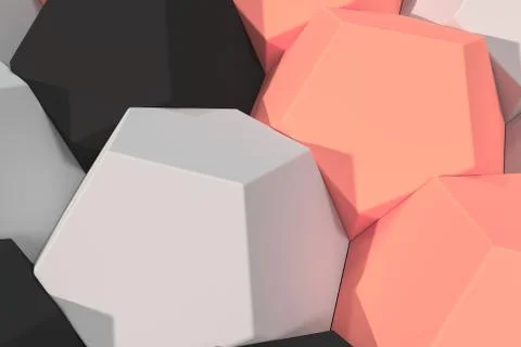 Pattern of white, red and black hexagonal elements 库存插图