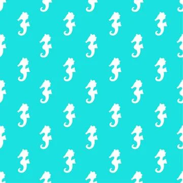 Pattern with white sea horse イラスト素材