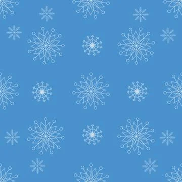 Pattern of white snowflakes on a blue background for web design Stock Illustration