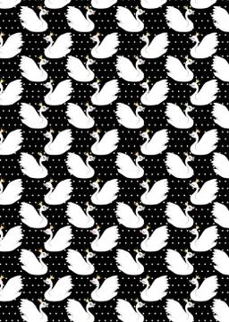 Pattern with a white swan on the background Illustrazione stock