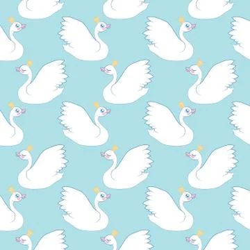 Pattern with a white swan Stock Illustration