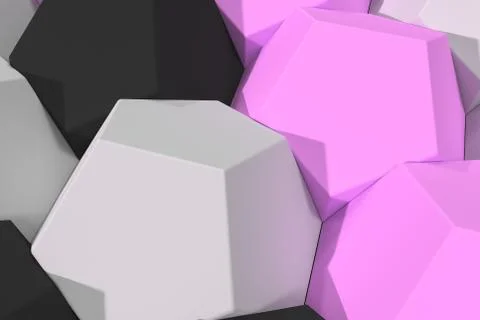 Pattern of white, violet and black hexagonal elements Stock Illustration