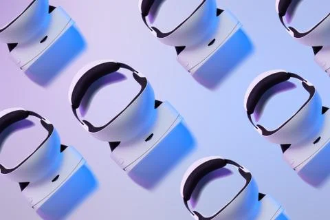 Pattern from white vr headset on white background. Stock Photos