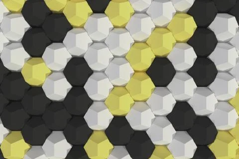 Pattern of white, yellow and black hexagonal elements Stockillustratie