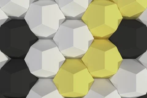 Pattern of white, yellow and black hexagonal elements Stockillustratie