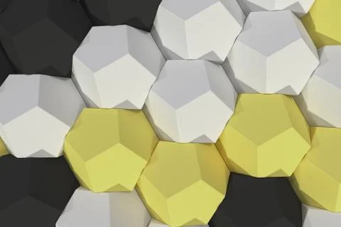 Pattern of white, yellow and black hexagonal elements 스톡 일러스트