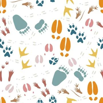 Pattern Wild Animals Paw Tracks Footprints Traces Illustrazione stock