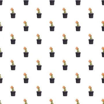 Pattern of wilted potted flowers showing decay and neglect Stock Illustration