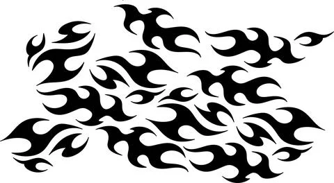 A pattern of winding smooth lines in the form of a flame. Tattoo abstraction. Stock Illustration