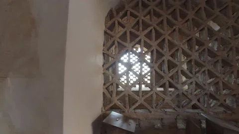 Pattern window at Jameh mosque, Ardestan, Iran Stock Footage 189433475