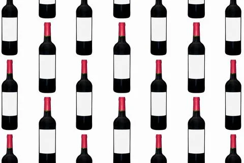 Pattern of wine bottles on white background. Pattern for winery or liquor sto Foto stock
