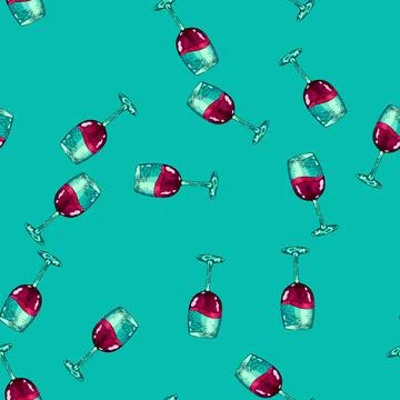 Pattern wine cup sketch hand drawn Illustrazione stock