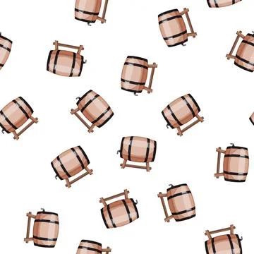 Pattern winery barrel wine cartoon vector 스톡 일러스트