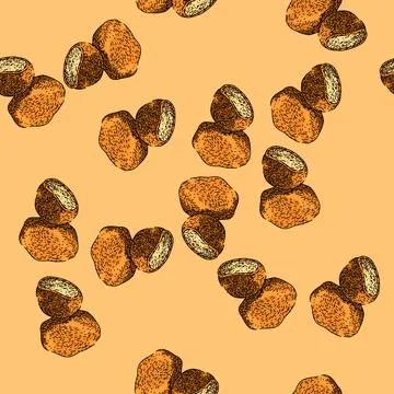 Pattern wing fried chicken sketch hand drawn Stock Illustration