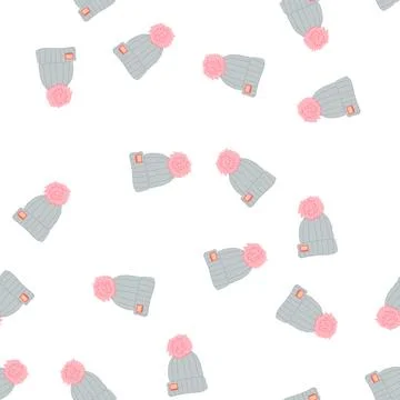 Pattern winter beanie hat cartoon vector Illustrazione stock