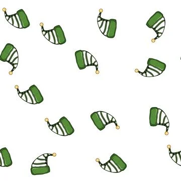 Pattern winter elf santa hat cartoon vector 库存插图