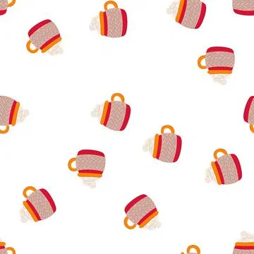 Pattern winter marshmallow cup cartoon vector Illustrazione stock