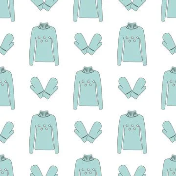 Pattern of winter warm clothes festive decor Stock Illustration