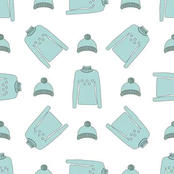 Pattern of winter warm clothes festive decor Stock Illustration