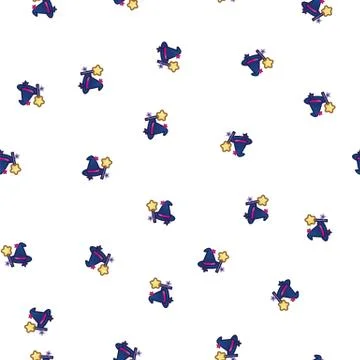 Pattern witch hat and magic wand. Halloween witch concept. Witchcraft, magic Stock Illustration