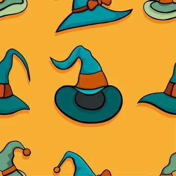 Pattern with witch hats. Illustrazione stock