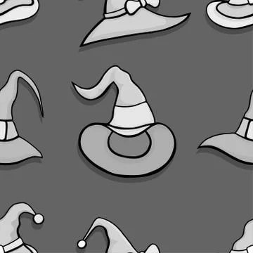 Pattern with witch hats. Illustrazione stock