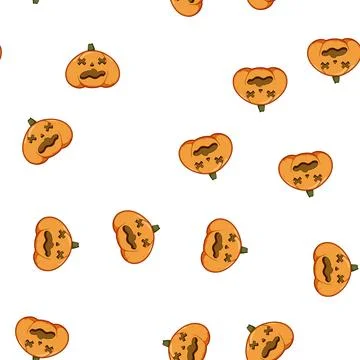 Pattern witch pumpkin halloween character cartoon vector Stock Illustration