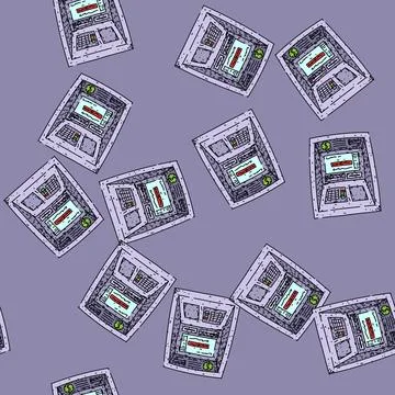 Pattern withdraw atm machine sketch hand drawn Stockillustratie