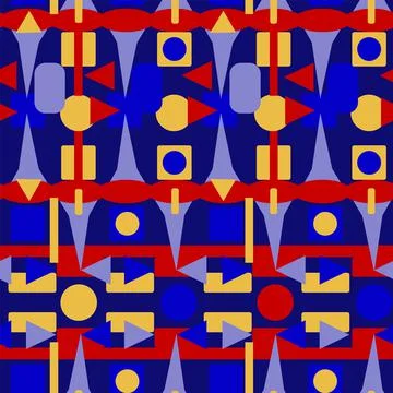 A pattern without a background of colorful bright and contrasting geometric s Illustrazione stock