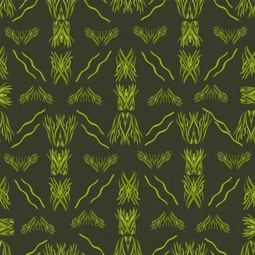 A pattern without a background of green seaweed Stock Illustration