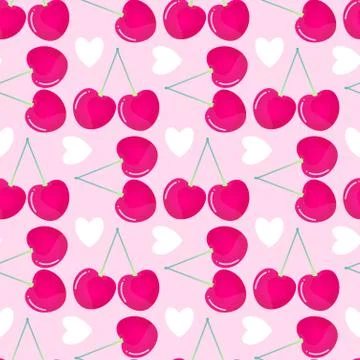 Pattern witn cherries and hearts Stock Illustration
