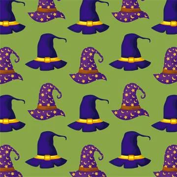 Pattern of wizard hat and hat of witch Stock Illustration